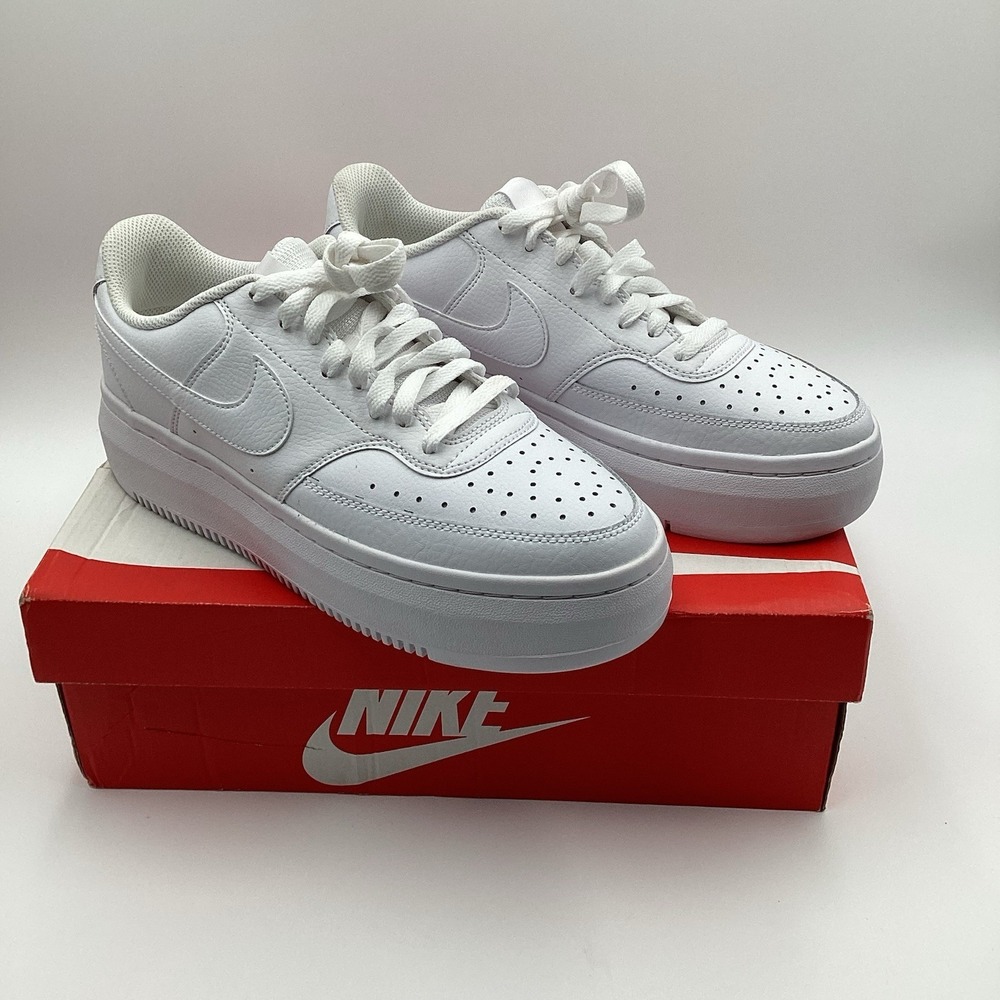 Nike Women's Size 10 Court Vision Alta Leather Running Sneakers White Shoes
